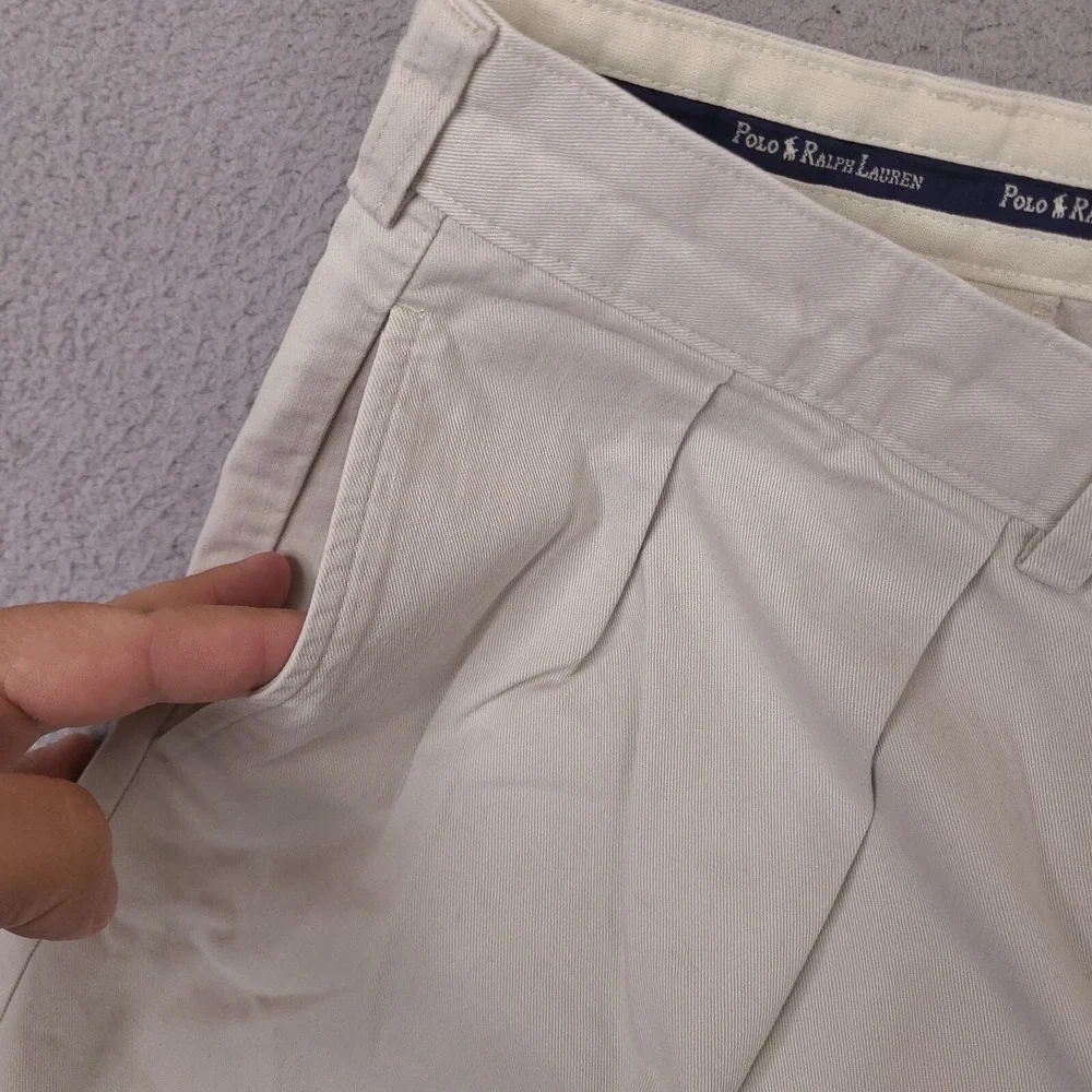 Polo Ralph‎ Lauren Shorts Mens 40 Beige 100% Cotton Pleated Tyler Short Vintage